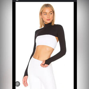 Adam Selman Sport Rib Knit black Shrug Crop Top